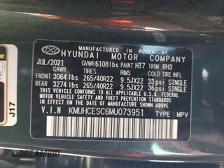 2021 Genesis GV80 with VIN KMUHCESC6MU073951, listed as a Copart auction lot 63617215 with 42,510 mi miles and Salvage title. Bid and sale history available at DreamBid. Image 13.