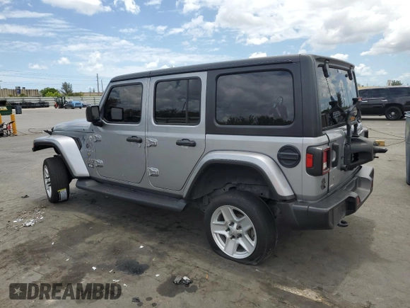 2020 Jeep Wrangler Unlimited Sahara z VIN 1C4HJXEN3LW184557, wystawiony jako Copart lot #54826075 z przebiegiem 50 785 mil mil oraz Szkoda całkowita • Salvage title. Historia ofert i sprzedaży dostępna na DreamBid. Obrazek 2.