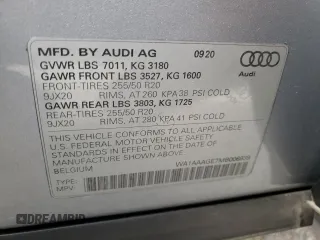 2021 Audi e-tron Premium with VIN WA1AAAGE7MB006939, listed as a Copart auction lot 45187924 with 49,600 mi miles and . Bid and sale history available at DreamBid. Image 12.