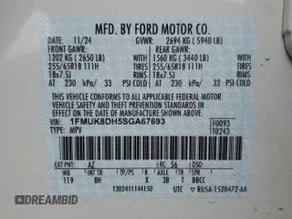 2025 Ford Explorer Active z VIN 1FMUK8DH5SGA67693, wystawiony jako Copart lot #53002495 z przebiegiem 1 561 mil mil oraz Szkoda całkowita • Salvage title. Historia ofert i sprzedaży dostępna na DreamBid. Obrazek 13.