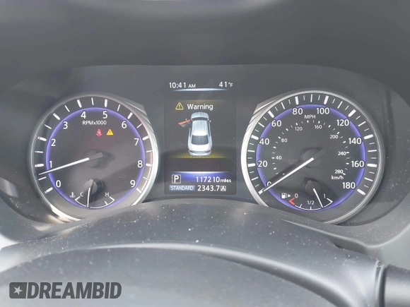 2015 Infiniti Q50 Premium with VIN JN1BV7AR1FM417499, listed as a IAAI auction lot 42063460 with 117,210 mi miles. Bid and sale history available at carsss.com. Image 7.