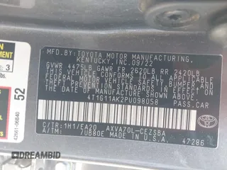 2023 Toyota Camry SE with VIN 4T1G11AK2PU098058, listed as a IAAI auction lot 42001861 with 45,058 mi miles. Bid and sale history available at carsss.com. Image 9.