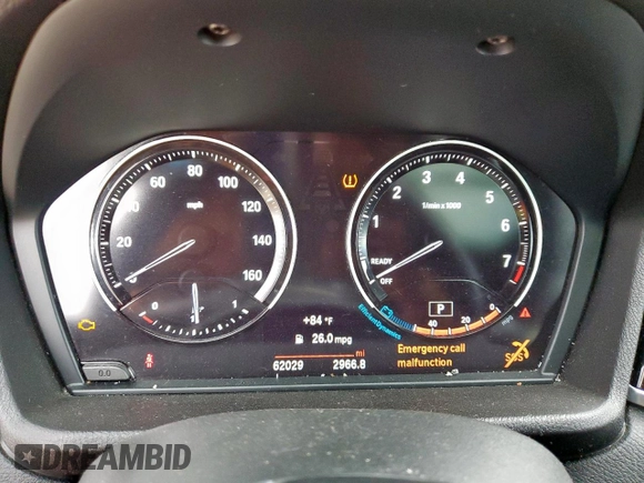 2018 BMW X2 sDrive28i with VIN WBXYJ3C37JEJ75893, listed as a Copart auction lot 62513565 with 62,029 mi miles and Salvage title. Bid and sale history available at DreamBid. Image 9.