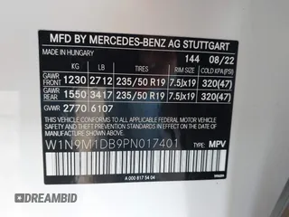 2023 Mercedes-Benz EQB 350 z VIN W1N9M1DB9PN017401, wystawiony jako IAAI lot #40860241 z przebiegiem 16 335 mil mil oraz . Historia ofert i sprzedaży dostępna na DreamBid. Obrazek 9.