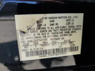 2007 Nissan Altima SL with VIN 1N4BL21E07N473597, listed as a Copart auction lot 52637015 with 171,677 mi miles and Salvage Title. Bid and sale history available at DreamBid. Image 13.