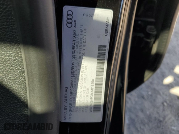 2016 Audi S7 z VIN WAUW2AFC8GN013150, wystawiony jako Copart lot #53048055 z przebiegiem 93 385 mil mil oraz Szkoda całkowita • Salvage title. Historia ofert i sprzedaży dostępna na DreamBid. Obrazek 12.