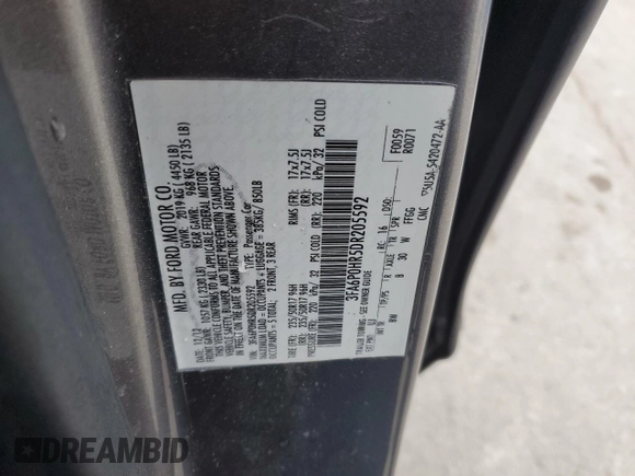 2013 Ford Fusion SE with VIN 3FA6P0HR5DR205592, listed as a Copart auction lot 87661635 with 186,606 mi miles and Clean Title. Bid and sale history available at carsss.com. Image 12.