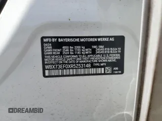 2024 BMW X1 xDrive28i с VIN WBX73EF0XR5Z53148, выставлен на аукционе Copart как лот 55283615 с пробегом 8 907 миль миль и Списание • Salvage title. История ставок и продаж доступна на DreamBid. Изображение 14.