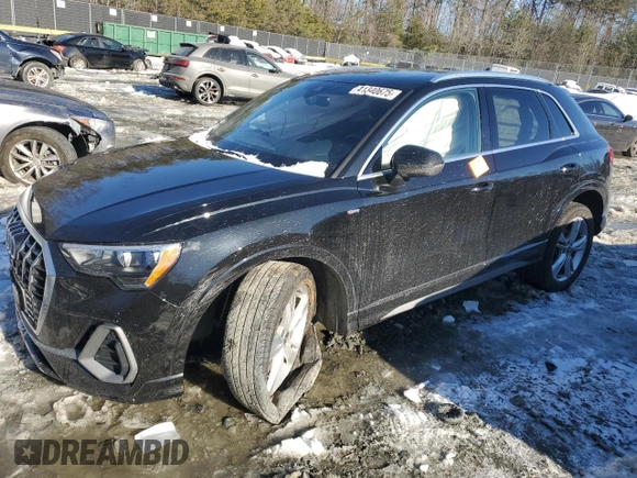 2021 Audi Q3 S line Premium with VIN WA1DECF39M1024927, listed as a Copart auction lot 41340675 with 100,886 mi miles and Salvage Title. Bid and sale history available at carsss.com. Image 1.