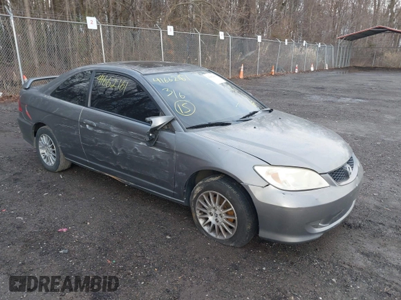 2005 Honda Civic EX with VIN 1HGEM21905L023773, listed as a IAAI auction lot 41662161 with 167,129 mi miles. Bid and sale history available at carsss.com. Image 1.