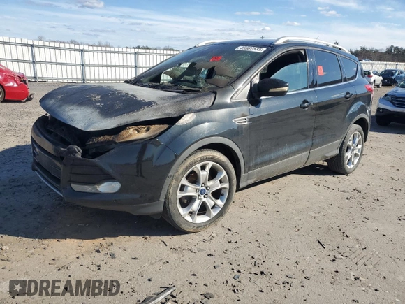 2014 Ford Escape Titanium with VIN 1FMCU0JX0EUD43299, listed as a Copart auction lot 49587535 with 0 mi miles and Salvage Title. Bid and sale history available at carsss.com. Image 1.