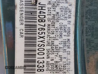 2000 Acura Integra LS z VIN JH4DB765XYS001338, wystawiony jako Copart lot #74884714 z przebiegiem 179 441 mil mil oraz Szkoda całkowita • Salvage title. Historia ofert i sprzedaży dostępna na DreamBid. Obrazek 12.