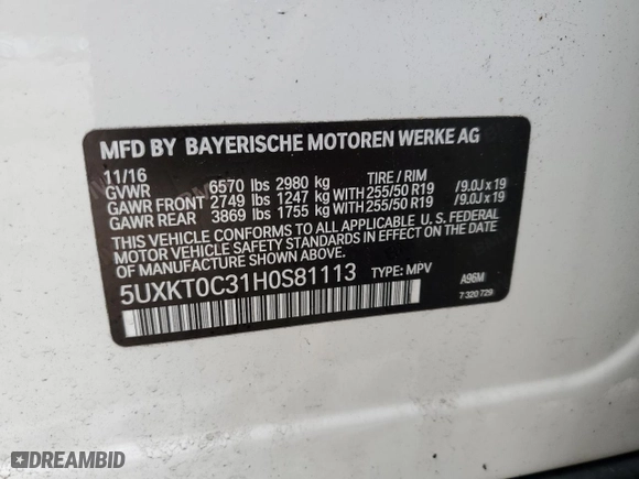 2017 BMW X5 xDrive40e iPerformance with VIN 5UXKT0C31H0S81113, listed as a Copart auction lot 51388455 with 104,955 mi miles and Clean Title. Bid and sale history available at carsss.com. Image 12.