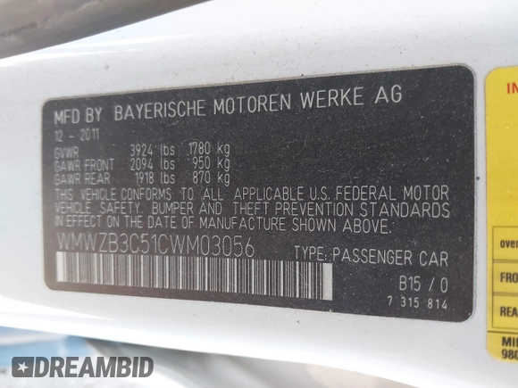 2012 MINI Countryman z VIN WMWZB3C51CWM03056, wystawiony jako IAAI lot #41743353 z przebiegiem 117 290 mil mil oraz . Historia ofert i sprzedaży dostępna na DreamBid. Obrazek 9.