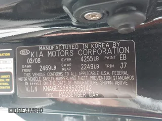 2008 Kia Optima LX z VIN KNAGE123885235142, wystawiony jako IAAI lot #42112119 z przebiegiem 145 410 mil mil oraz . Historia ofert i sprzedaży dostępna na DreamBid. Obrazek 9.