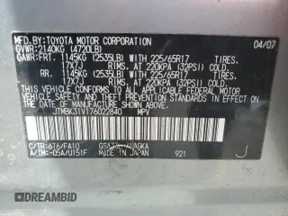 2007 Toyota RAV4 Limited with VIN JTMBK31V176022840, listed as a Copart auction lot 63366295 with 263,222 mi miles and Salvage title. Bid and sale history available at DreamBid. Image 14.