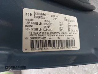 2007 Chrysler Pacifica Touring with VIN 2A8GM68X87R240235, listed as a IAAI auction lot 42477435 with Not provided miles and . Bid and sale history available at DreamBid. Image 9.