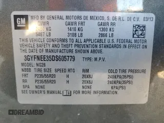 2013 Cadillac SRX Premium Collection z VIN 3GYFNEE35DS605779, wystawiony jako Copart lot #84451744 z przebiegiem 60 339 mil mil oraz Czysty tytuł • Clean title. Historia ofert i sprzedaży dostępna na DreamBid. Obrazek 13.
