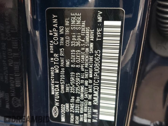 2023 Genesis GV70 Sport with VIN KMUMCDTC1PU080625, listed as a Copart auction lot 69239844 with 21,165 mi miles and Salvage Title. Bid and sale history available at DreamBid. Image 14.