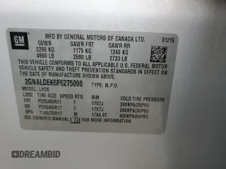 2015 Chevrolet Equinox LT with VIN 2GNALBEK6F6275090, listed as a Copart auction lot 54790725 with 154,270 mi miles and Salvage Title. Bid and sale history available at carsss.com. Image 14.
