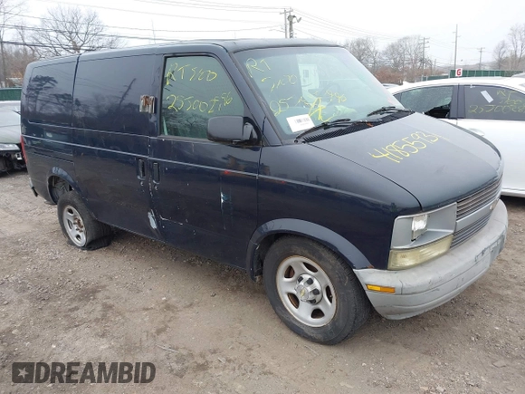 2005 Chevrolet Astro Cargo Van with VIN 1GCDM19X75B132325, listed as a IAAI auction lot 41855931 with 999,999 mi miles. Bid and sale history available at carsss.com. Image 1.