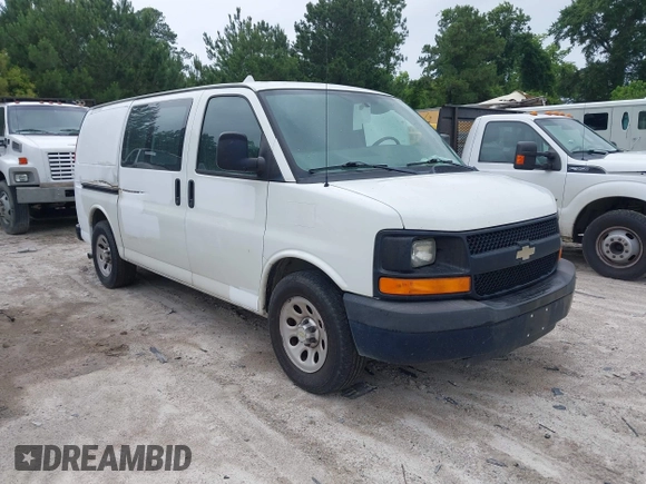 2013 Chevrolet Express Cargo with VIN 1GCSGAFX2D1148701, listed as a IAAI auction lot 42215285 with 265,463 mi miles and . Bid and sale history available at DreamBid. Image 1.