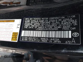 2009 Toyota Prius with VIN JTDKB20U493508985, listed as a IAAI auction lot 41675758 with 96,738 mi miles. Bid and sale history available at carsss.com. Image 9.