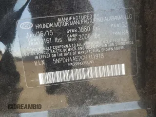 2016 Hyundai Elantra SE with VIN 5NPDH4AE2GH711918, listed as a Copart auction lot 49262025 with 158,651 mi miles and Clean title. Bid and sale history available at DreamBid. Image 12.