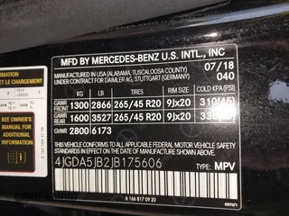 2018 Mercedes-Benz GLE 350 with VIN 4JGDA5JB2JB175606, listed as a IAAI auction lot 41769554 with 63,081 mi miles and . Bid and sale history available at DreamBid. Image 9.