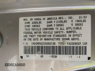 2007 Honda Accord LX z VIN 1HGCM56427A092128, wystawiony jako IAAI lot #42354399 z przebiegiem 186 915 mil mil oraz . Historia ofert i sprzedaży dostępna na DreamBid. Obrazek 9.