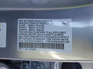2023 Acura Integra Technology with VIN 19UDE4G7XPA025121, listed as a IAAI auction lot 41242190 with 26,025 mi miles and . Bid and sale history available at carsss.com. Image 9.