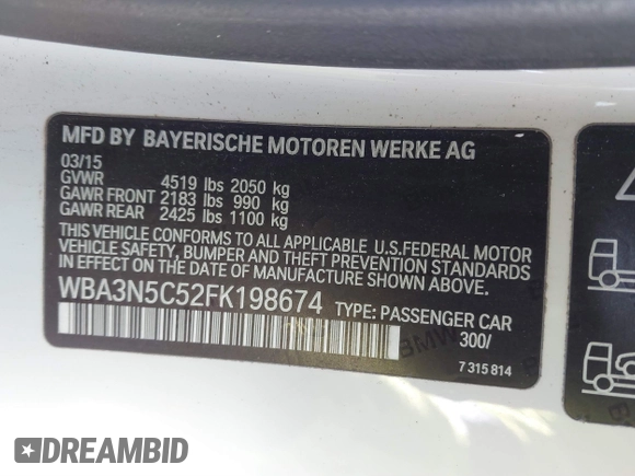 2015 BMW 4 Series 428i xDrive z VIN WBA3N5C52FK198674, wystawiony jako IAAI lot #41600235 z przebiegiem 62 442 mil mil oraz . Historia ofert i sprzedaży dostępna na DreamBid. Obrazek 9.
