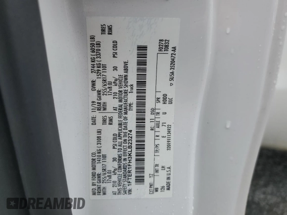 2019 Ford Ranger XL with VIN 1FTER1FH3KLB23274, listed as a Copart auction lot 50027815 with 45,336 mi miles and Salvage Title. Bid and sale history available at DreamBid. Image 14.