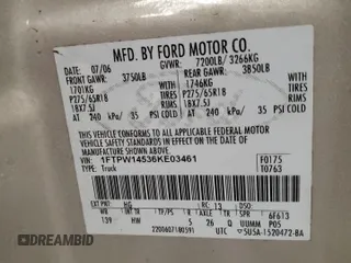 2006 Ford F-150 XLT with VIN 1FTPW14536KE03461, listed as a Copart auction lot 52998995 with 170,534 mi miles and Salvage Title. Bid and sale history available at carsss.com. Image 12.