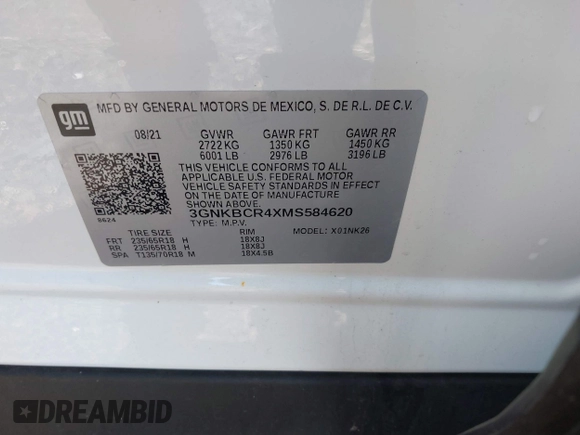 2021 Chevrolet Blazer LT z VIN 3GNKBCR4XMS584620, wystawiony jako IAAI lot #39878731 z przebiegiem 20 731 mil mil oraz . Historia ofert i sprzedaży dostępna na DreamBid. Obrazek 9.