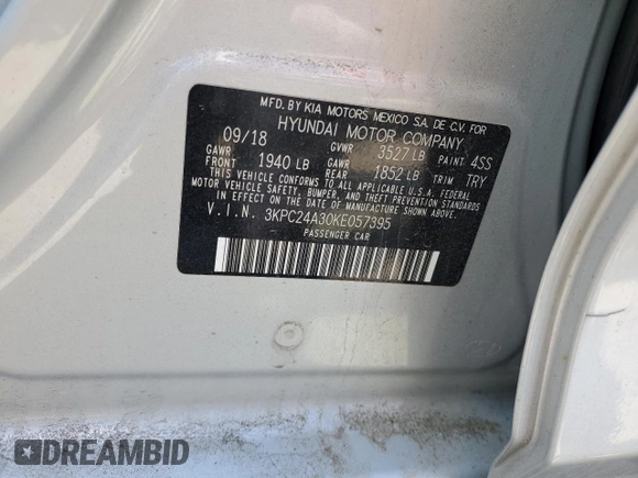 2019 Hyundai Accent SE with VIN 3KPC24A30KE057395, listed as a Copart auction lot 49273115 with 79,389 mi miles and Salvage Title. Bid and sale history available at carsss.com. Image 12.