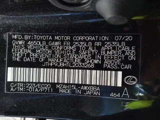 2020 Lexus UX with VIN JTHP9JBH1L2033268, listed as a IAAI auction lot 41386973 with 36,457 mi miles. Bid and sale history available at carsss.com. Image 9.