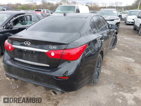 2015 Infiniti Q50 with VIN JN1BV7AP3FM347809, listed as a IAAI auction lot 41821304 with 107,733 mi miles and . Bid and sale history available at carsss.com. Image 4.