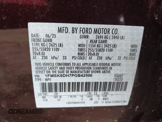 2023 Ford Explorer XLT with VIN 1FMSK8DH7PGB42506, listed as a IAAI auction lot 41610279 with 30,803 mi miles and . Bid and sale history available at carsss.com. Image 9.
