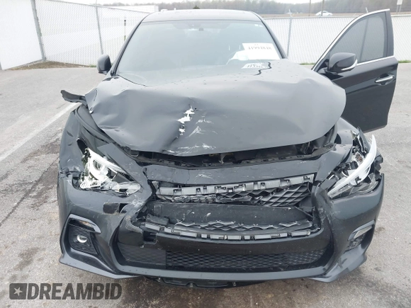 2018 Infiniti Q50 Red Sport 400 with VIN JN1FV7ARXJM480160, listed as a IAAI auction lot 41994848 with 71,346 mi miles and . Bid and sale history available at DreamBid. Image 6.