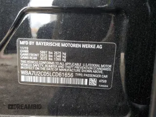 2020 BMW 7 Series 750i xDrive with VIN WBA7U2C05LCD61656, listed as a Copart auction lot 88114005 with 0 mi miles and Salvage Title. Bid and sale history available at carsss.com. Image 14.