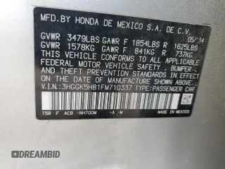 2015 Honda Fit EX-L with VIN 3HGGK5H81FM710337, listed as a Copart auction lot 54482965 with 111,433 mi miles and Salvage Title. Bid and sale history available at DreamBid. Image 13.