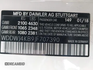 2018 Mercedes-Benz C 300 с VIN WDDWJ4KB9JF707390, выставлен на аукционе IAAI как лот 41541150 с пробегом 92 045 миль миль и . История ставок и продаж доступна на DreamBid. Изображение 9.