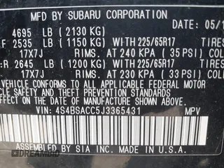 2018 Subaru Outback Premium z VIN 4S4BSACC5J3365431, wystawiony jako IAAI lot #42230815 z przebiegiem 133 274 mil mil oraz . Historia ofert i sprzedaży dostępna na DreamBid. Obrazek 9.