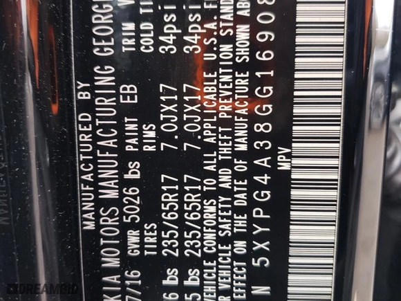 2016 Kia Sorento L with VIN 5XYPG4A38GG169083, listed as a Copart auction lot 52695235 with 88,362 mi miles and Salvage Title. Bid and sale history available at carsss.com. Image 13.