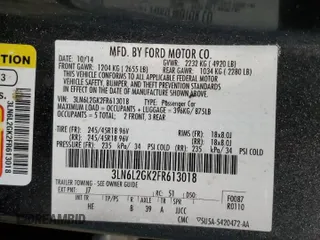 2015 Lincoln MKZ with VIN 3LN6L2GK2FR613018, listed as a Copart auction lot 50189225 with 102,287 mi miles and Salvage Title. Bid and sale history available at carsss.com. Image 12.