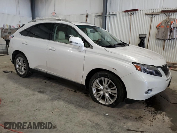 2010 Lexus RX 450h with VIN JTJBC1BAXA2401134, listed as a Copart auction lot 54424195 with 124,077 mi miles and Salvage Title. Bid and sale history available at DreamBid. Image 4.