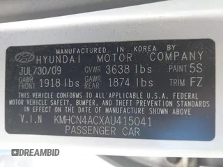 2010 Hyundai Accent GLS с VIN KMHCN4ACXAU415041, выставлен на аукционе IAAI как лот 41754699 с пробегом 180 502 миль миль и . История ставок и продаж доступна на DreamBid. Изображение 9.