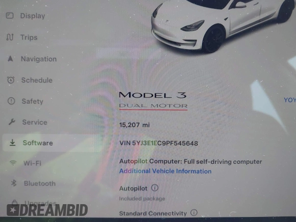2023 Tesla Model 3 Performance z VIN 5YJ3E1EC9PF545648, wystawiony jako IAAI lot #41573583 z przebiegiem 15 207 mil mil oraz . Historia ofert i sprzedaży dostępna na DreamBid. Obrazek 7.