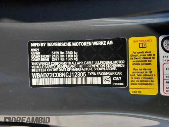 2022 BMW 8 Series 840i with VIN WBADZ2C08NCJ12305, listed as a Copart auction lot 72503114 with 26,817 mi miles and Salvage Title. Bid and sale history available at carsss.com. Image 15.